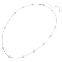 Rhodium Plated Necklace with Round Cut Crystals - 35