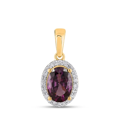 10k Gold Pendant with Synthetic Amethyst 1.05CT and Diamonds 9 Pts. Color: yellow | Doucet Latendresse