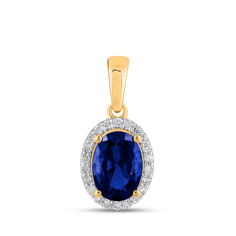 10k Gold Pendant with a Synthetic Sapphire 0.70ct and Diamonds
