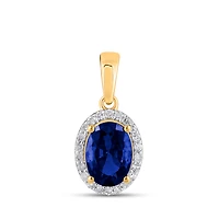 10k Gold Pendant with a Synthetic Sapphire 0.70ct and Diamonds