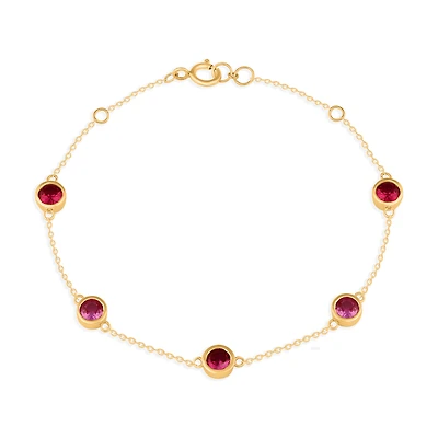 10k Gold Bracelet With Sapphire and Ruby - 7