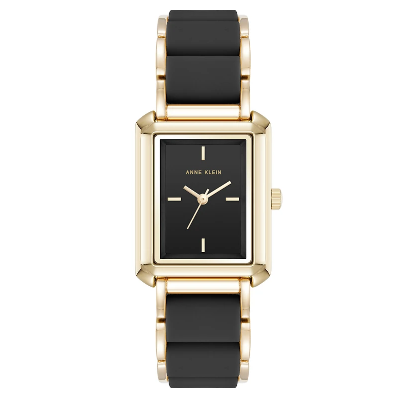 Anne Klein Watch AK-5278GPBK with Stainless Steel Case and Silicone Bracelet - 26mm | Doucet Latendresse