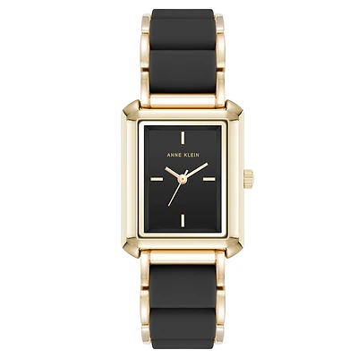 Anne Klein Watch AK-5278GPBK with Stainless Steel Case and Silicone Bracelet - 26mm | Doucet Latendresse