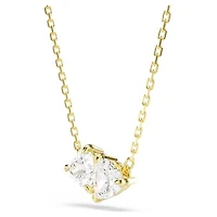 Gold Plate Necklace with Heart Cut Crystals - 17