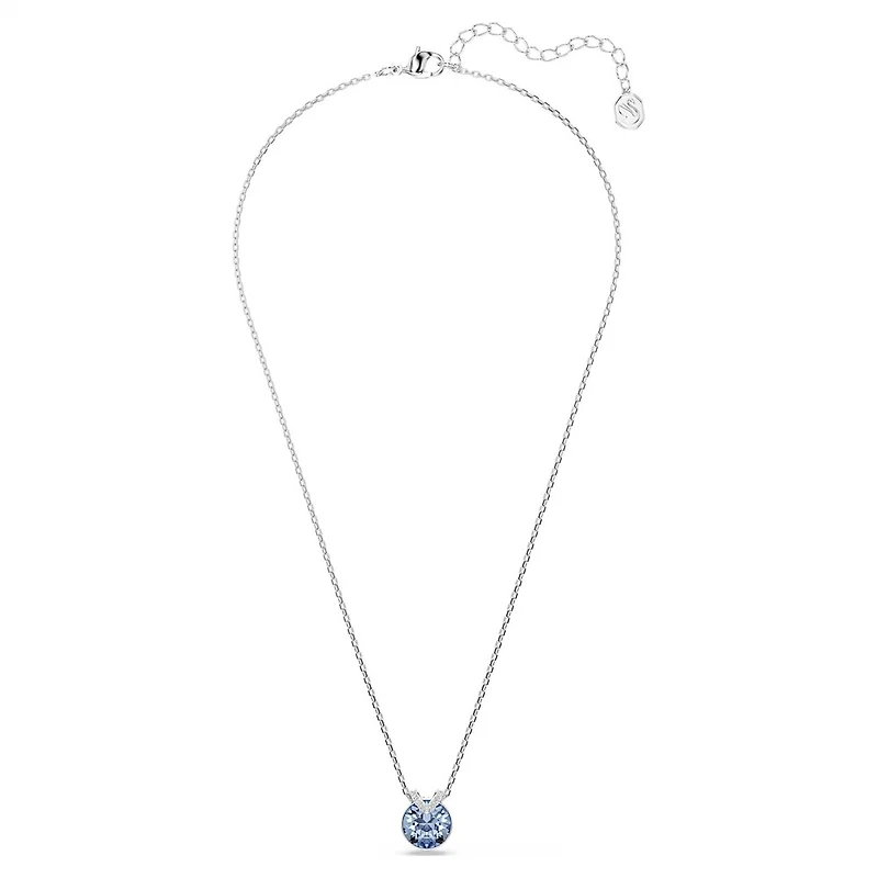 Collier Bella V en Métal Rhodié avec Cristaux Swarovski Bleu - 38 - 43 cm. Color: blanc | Doucet Latendresse