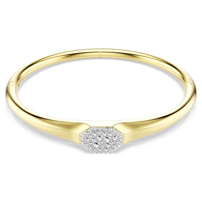 Gold Plated Rigid Bracelet with Crystals - 7
