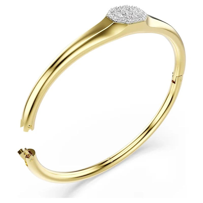Gold Plated Rigid Bracelet with Crystals - 7