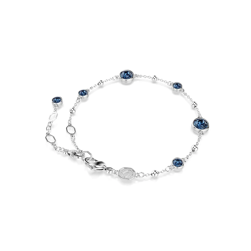 Bracelet Imber en Métal Rhodié avec Cristaux Swarovski Bleu - 16.5 - 19.5 cm. Color: blanc | Doucet Latendresse