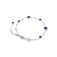 Bracelet Imber en Métal Rhodié avec Cristaux Swarovski Bleu - 16.5 - 19.5 cm. Color: blanc | Doucet Latendresse