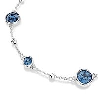 Bracelet Imber en Métal Rhodié avec Cristaux Swarovski Bleu - 16.5 - 19.5 cm. Color: blanc | Doucet Latendresse