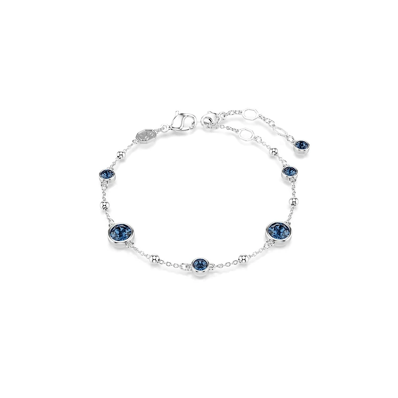 Bracelet Imber en Métal Rhodié avec Cristaux Swarovski Bleu - 16.5 - 19.5 cm. Color: blanc | Doucet Latendresse