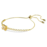 Gold Plated Bracelet with Emerald Cut Caramel Crystal - 9.5