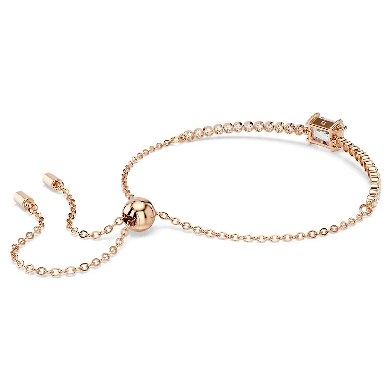 Rose Gold Plated Bracelet with Emerald Cut Crystal - 9.5