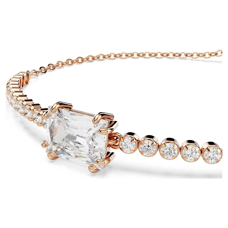 Rose Gold Plated Bracelet with Emerald Cut Crystal - 9.5