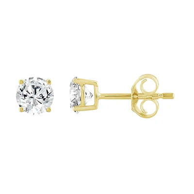 Boucles d’Oreilles Fixes en Or 10k avec Un Diamant Cultivé en Laboratoire