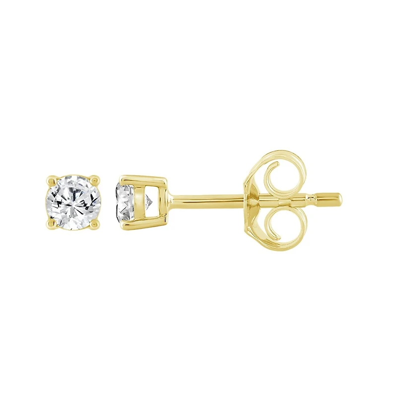 10k Gold Stud Earrings with One Lab-Grown Diamond