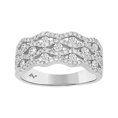 10k White Gold Cocktail Ring Set with Diamonds - 100pts. Color: white | Doucet Latendresse