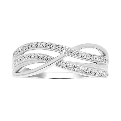 Bague Semi-Éternité en Or Blanc 10k Sertie de Diamants - 15Pts. Color: blanc | Doucet Latendresse