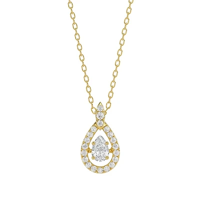 10K Gold Pear Pendant Set with Lab-Grown Diamonds and Chain - 18