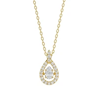 10K Gold Pear Pendant Set with Lab-Grown Diamonds and Chain - 18