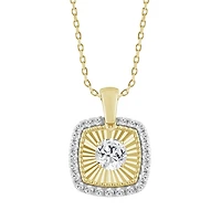10K Gold Square Pendant Set with Lab-Grown Diamonds and Chain - 18