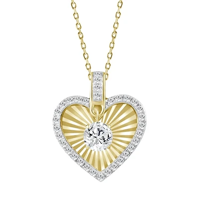 Pendentif Coeur en Or 10K Serti de Diamants Cultivés en Laboratoire avec Chaine - 18