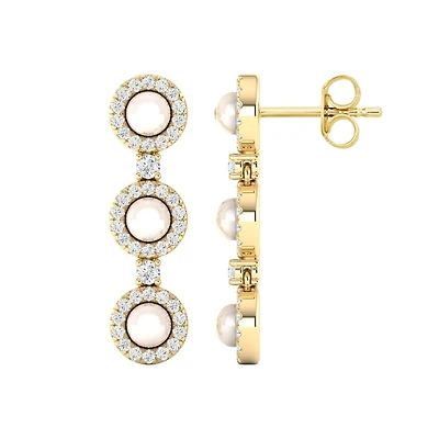 10k Gold Stud Earrings with Pearls - 20 Pts. Color: yellow | Doucet Latendresse