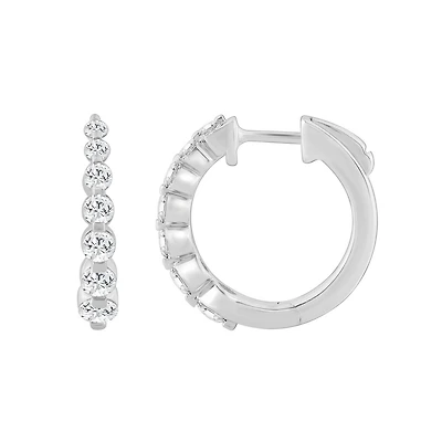 Boucles d’Oreilles Huggies en Argent Sterling Serties de Diamants Cultivés en Laboratoire