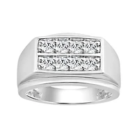 Bague en Argent avec Deux Rangées de Diamants Cultivés Laboratoire - 75Pts. Color: blanc | Doucet Latendresse