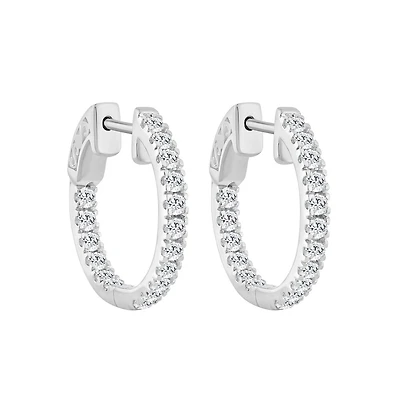Boucles d’Oreilles Huggies en Argent Sterling Serties de Diamants Cultivés en Laboratoire