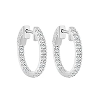Boucles d’Oreilles Huggies en Argent Sterling Serties de Diamants Cultivés en Laboratoire