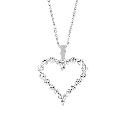 Sterling Silver Heart Pendant Set with Lab-Grown Diamonds - 75Pts. Color: white | Doucet Latendresse