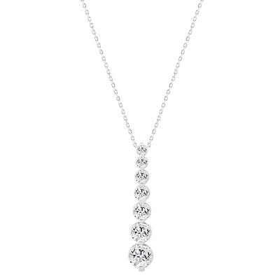 Silver Necklace with Pendant Set with Lab-Grown Diamonds - 1.00CT. Color: white | Doucet Latendresse