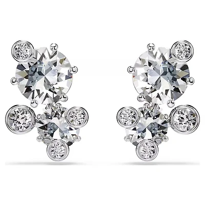 Constella Earrings with Round Cut Swarovski Crystals. Color: white | Doucet Latendresse