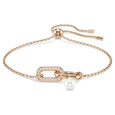 Constella Rose Gold Plated Bracelet with Swarovski Crystal Pearl - 24 cm. Color: pink | Doucet Latendresse