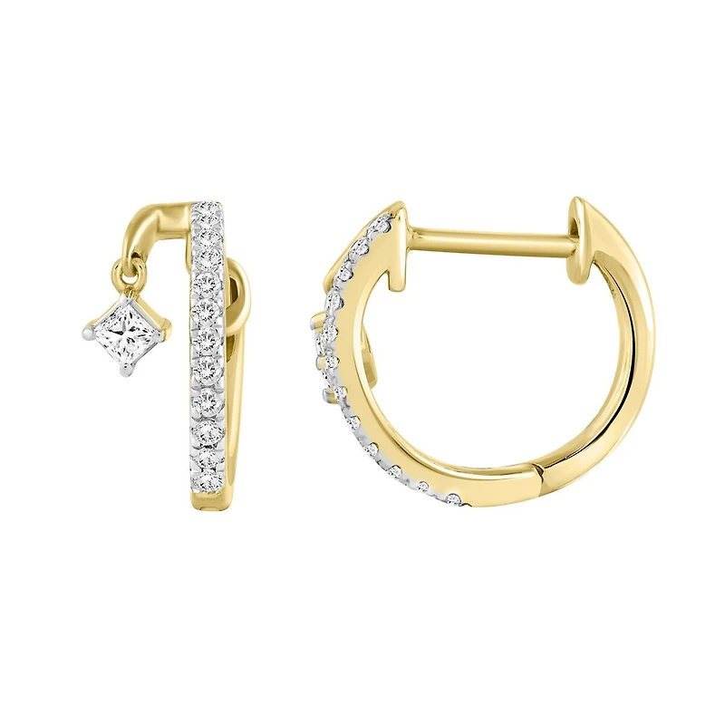 Boucles d’Oreilles Huggies en Or 10K Serties de Diamants