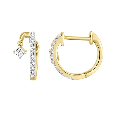 10K Gold Huggies Earrings Set with Diamonds - 25Pts. Color: yellow | Doucet Latendresse