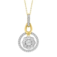 Pendentif Cercle en Or 10K Serti de Diamants avec Chaine - 18