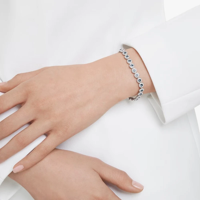 Bracelet Una Angelica en Métal Rhodié avec Cristaux Swarovski Bleu - 19cm. Color: blanc | Doucet Latendresse