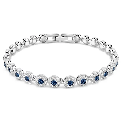 Una Angelica in Rhodium-Plated Metal Bracelet with Blue Swarovski Crystals - 19cm. Color: white | Doucet Latendresse