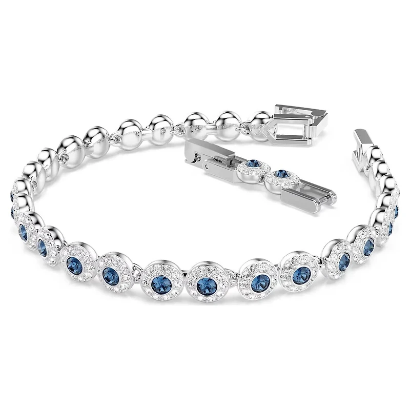 Bracelet Una Angelica en Métal Rhodié avec Cristaux Swarovski Bleu - 19cm. Color: blanc | Doucet Latendresse