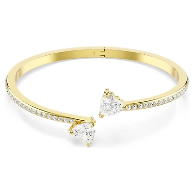 Mesmera Bangle Bracelet with Hearts Set with Swarovski Crystals. Color: yellow | Doucet Latendresse