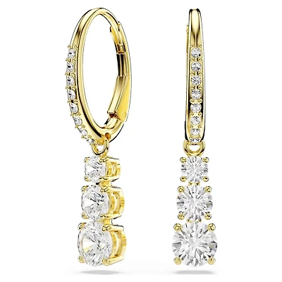 Stilla Attract Hoop Earrings in Gold Plated Metal with Swarovski Crystals - 2.7 x 0.5 cm. Color: yellow | Doucet Latendresse