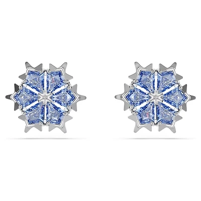 Magic Stud Earrings in Rhodium-Plated Metal with Blue Swarovski Crystals - 10mm. Color: white | Doucet Latendresse