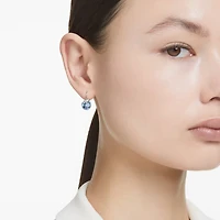 Bella V Drop Earrings in Rhodium Plated Metal with Swarovski Crystal