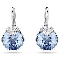 Bella V Drop Earrings in Rhodium Plated Metal with Swarovski Crystal
