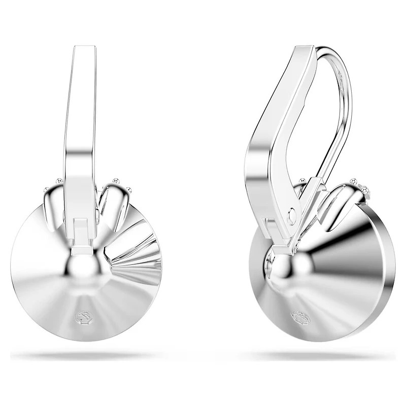 Bella V Drop Earrings in Rhodium Plated Metal with Swarovski Crystal