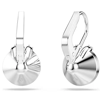 Bella V Drop Earrings in Rhodium Plated Metal with Swarovski Crystal