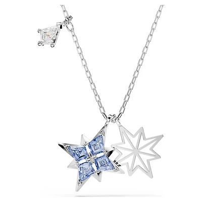 Symbolica Pendant in Rhodium-Plated Metal with Blue Star Swarovski Crystal. Color: white | Doucet Latendresse