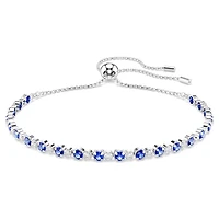 Bracelet Tennis Matrix en Métal Rhodié serti de Cristaux Swarovski Bleus - 24 cm. Color: blanc | Doucet Latendresse